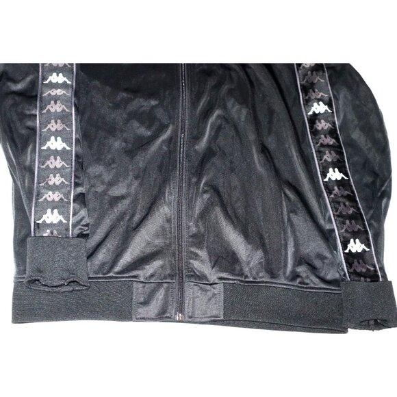 Kappa Track Jacket Black Logo Taped Sleeve Vintage Men’s Large Retrio Streetwear - Picture 3 of 7